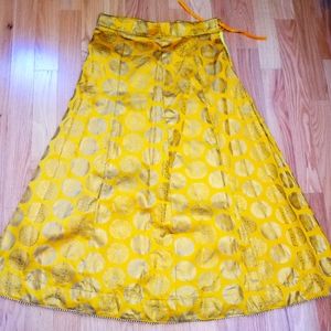 New Lehenga Skirt - Mustard Yellow Brocade